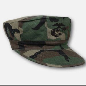 USGI | Unisex Marine Corps ERDL Woodland Utility Cap w/ Brim - Size Small